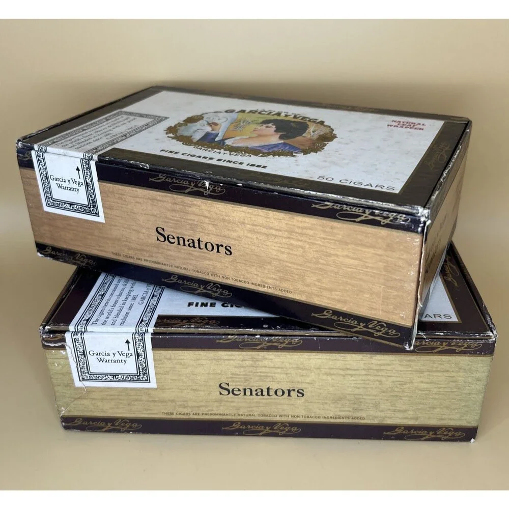 Lot of 2 Vintage La Flor De Garcia y Vega Senators Empty Cigar Boxes Tobacco 50